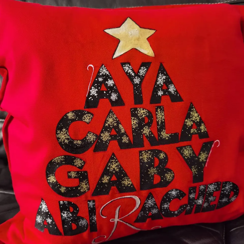 Family Christmas tree cushion