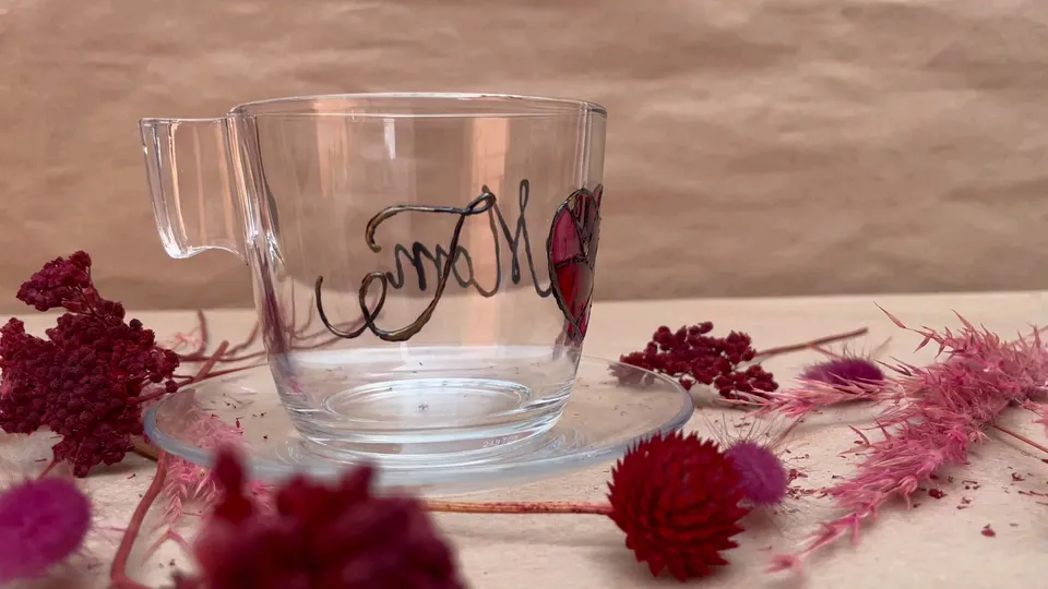 I Love Mom Glass