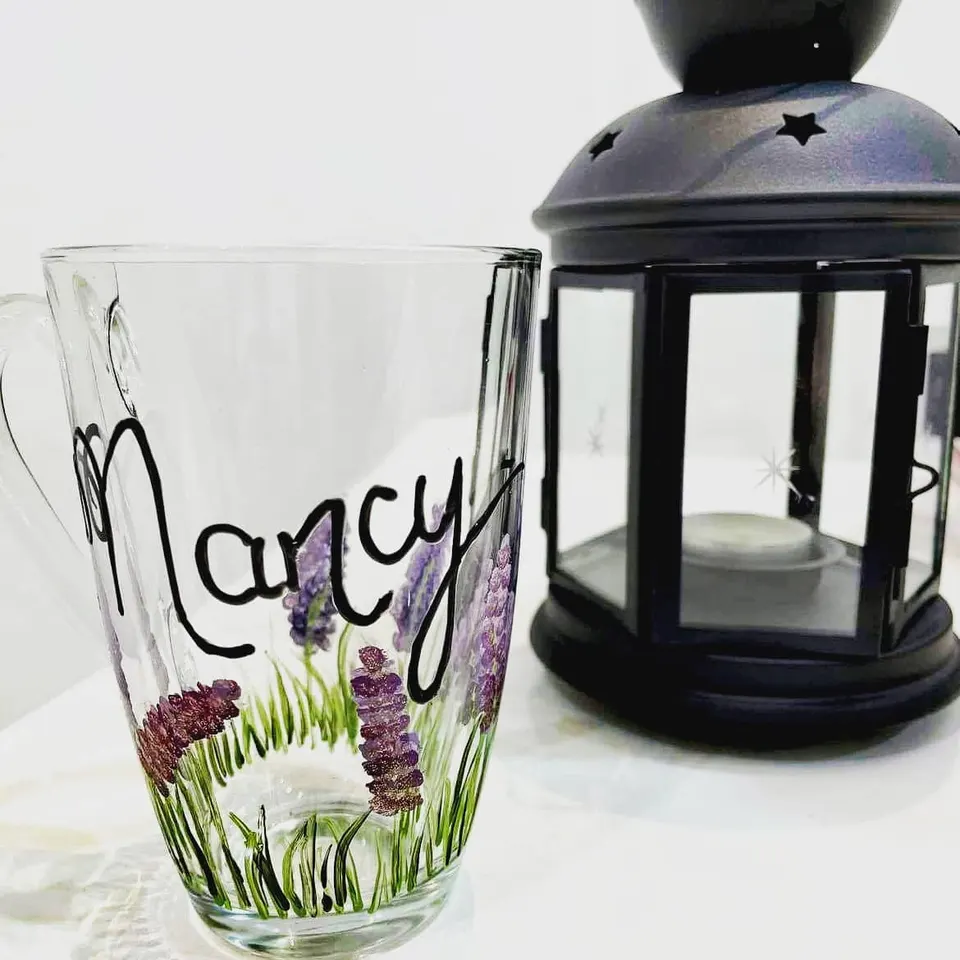 Lavender Name Glass
