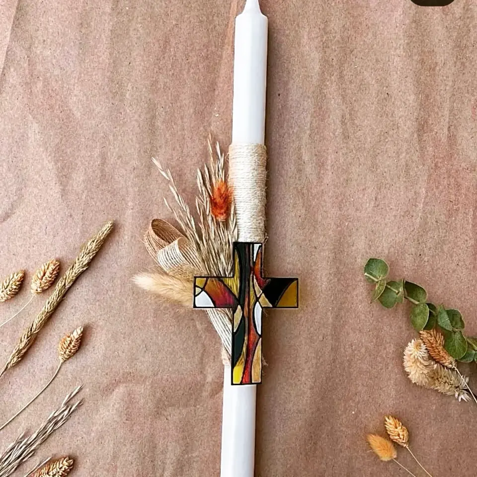 Handpainted Candle Cross