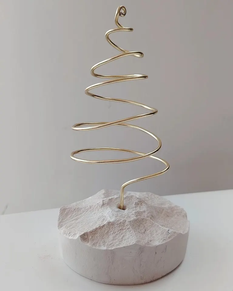 Wire Spiral Tree on Stone